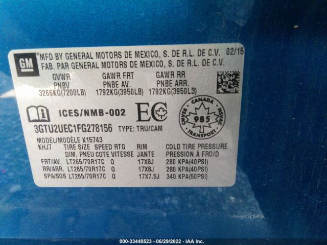 Photo 8 VIN: 3GTU2UEC1FG278156 - GMC SIERRA 1500 