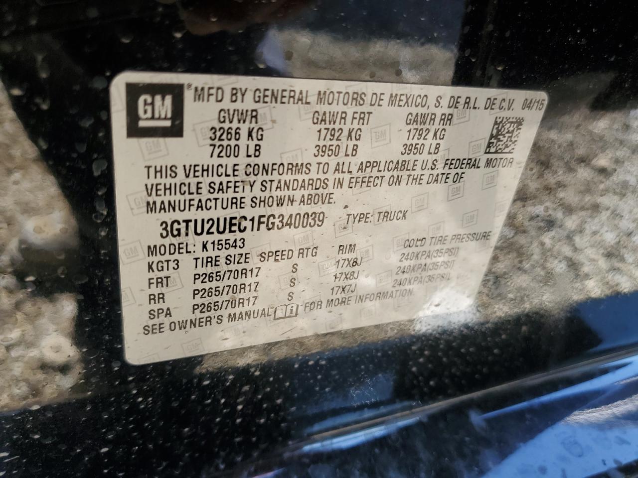 Photo 12 VIN: 3GTU2UEC1FG340039 - GMC SIERRA 