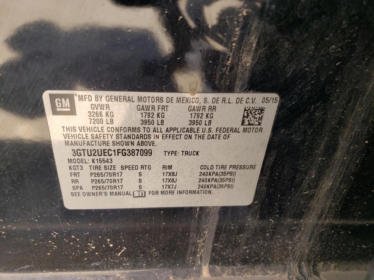 Photo 11 VIN: 3GTU2UEC1FG387099 - GMC SIERRA 