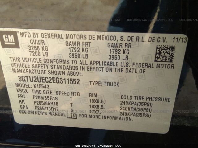 Photo 8 VIN: 3GTU2UEC2EG311552 - GMC SIERRA 1500 