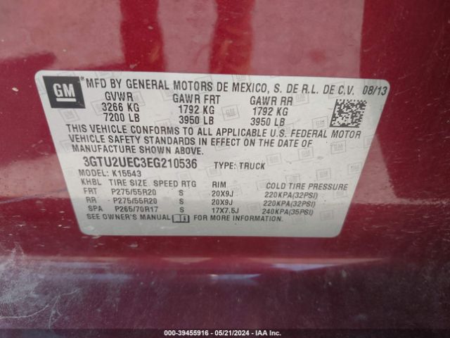 Photo 8 VIN: 3GTU2UEC3EG210536 - GMC SIERRA 1500 