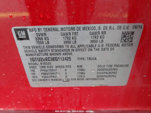 Photo 8 VIN: 3GTU2UEC3EG512425 - GMC SIERRA 1500 