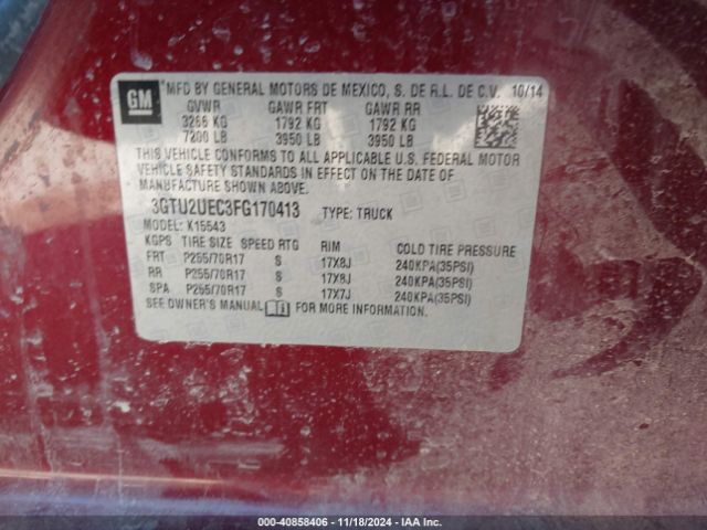 Photo 8 VIN: 3GTU2UEC3FG170413 - GMC SIERRA 