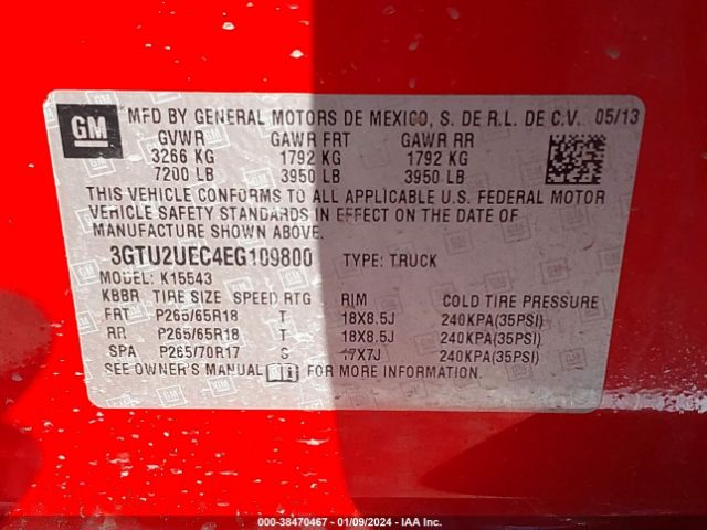 Photo 8 VIN: 3GTU2UEC4EG109800 - GMC SIERRA 1500 