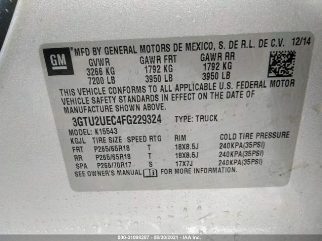 Photo 8 VIN: 3GTU2UEC4FG229324 - GMC SIERRA 1500 