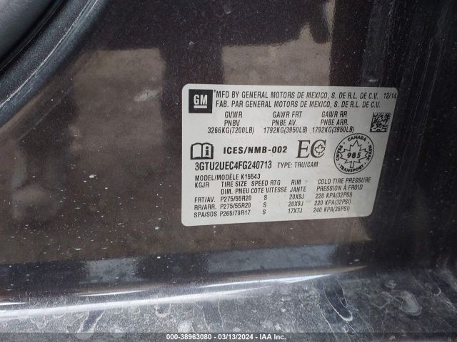 Photo 8 VIN: 3GTU2UEC4FG240713 - GMC SIERRA 1500 