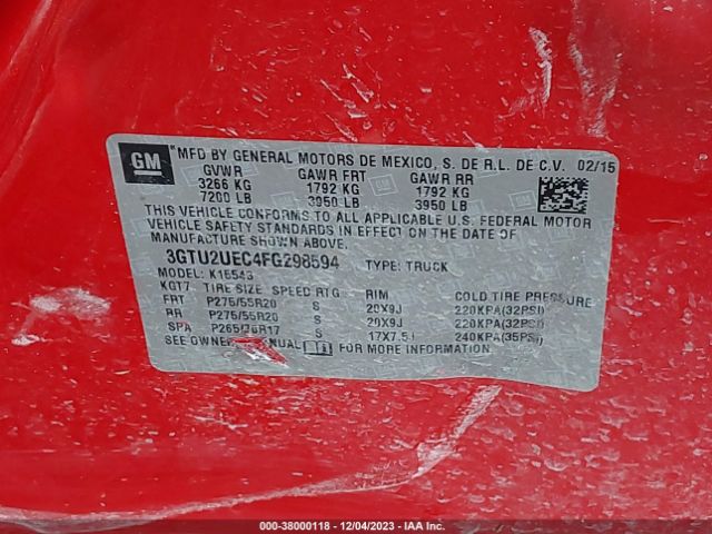 Photo 8 VIN: 3GTU2UEC4FG298594 - GMC SIERRA 1500 