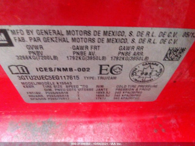 Photo 8 VIN: 3GTU2UEC5EG117615 - GMC SIERRA 1500 