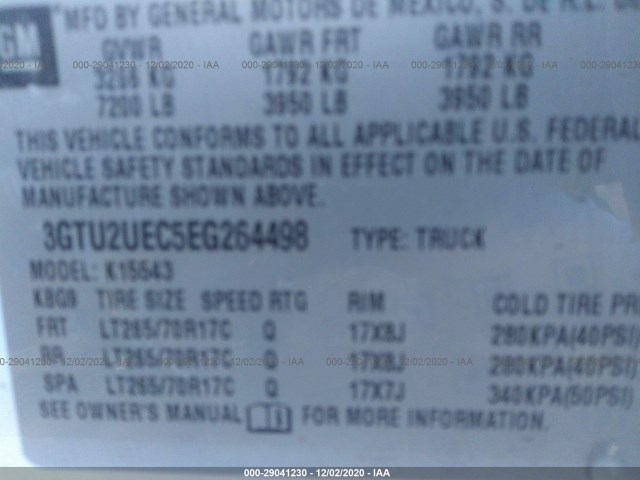 Photo 8 VIN: 3GTU2UEC5EG264498 - GMC SIERRA 1500 