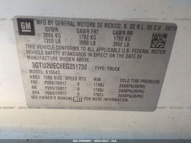 Photo 8 VIN: 3GTU2UEC6EG251730 - GMC SIERRA 1500 