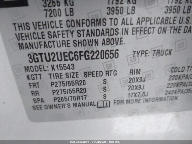 Photo 8 VIN: 3GTU2UEC6FG220656 - GMC SIERRA 1500 