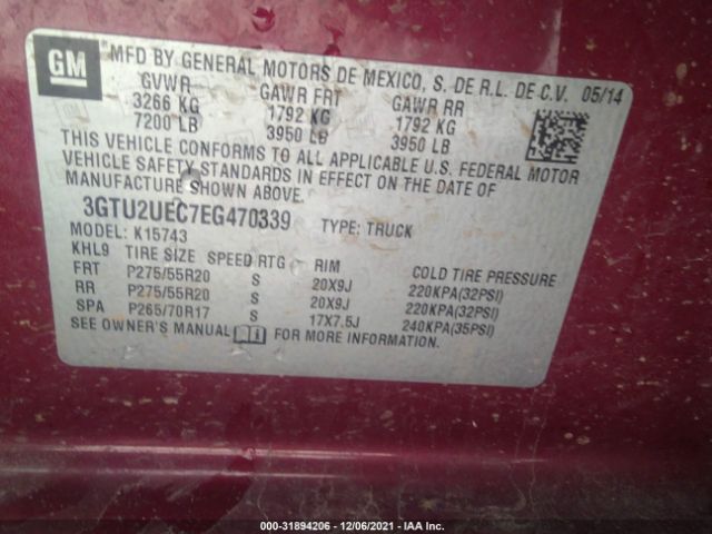 Photo 8 VIN: 3GTU2UEC7EG470339 - GMC SIERRA 1500 