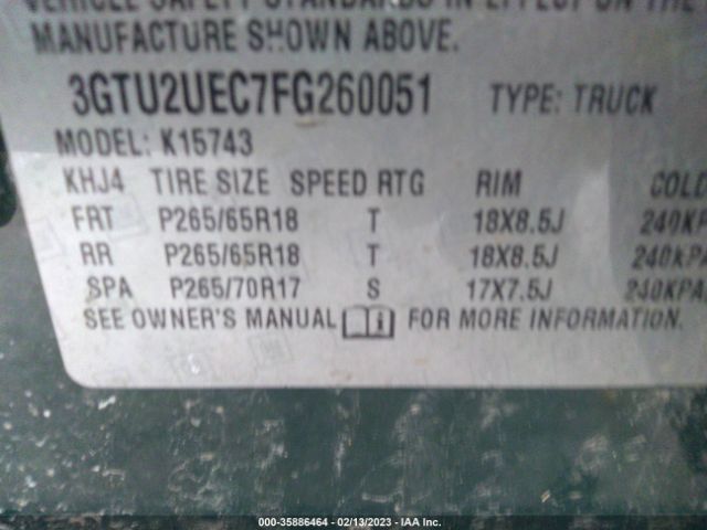 Photo 8 VIN: 3GTU2UEC7FG260051 - GMC SIERRA 1500 