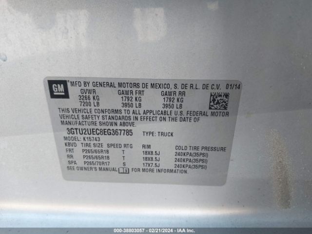 Photo 8 VIN: 3GTU2UEC8EG367785 - GMC SIERRA 1500 