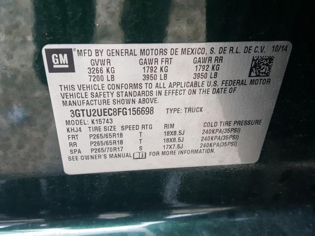 Photo 9 VIN: 3GTU2UEC8FG156698 - GMC SIERRA 1500 