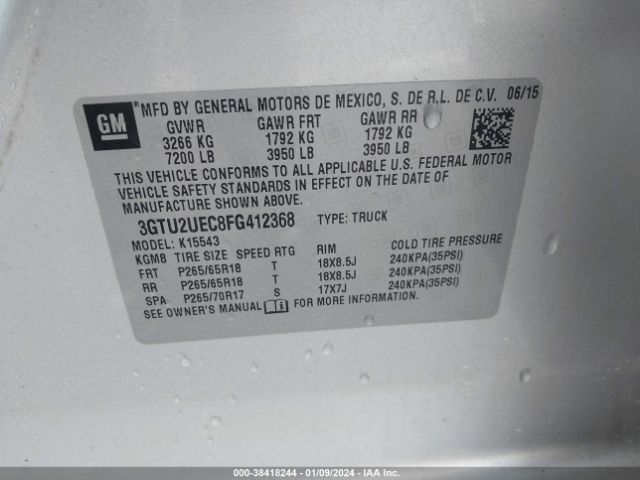 Photo 8 VIN: 3GTU2UEC8FG412368 - GMC SIERRA 1500 