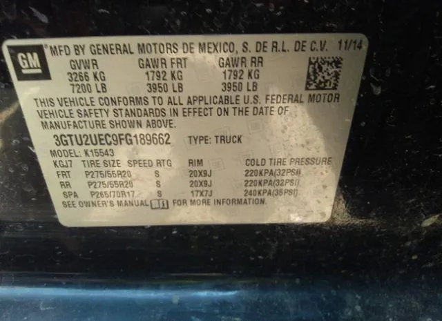 Photo 8 VIN: 3GTU2UEC9FG189662 - GMC SIERRA 1500 