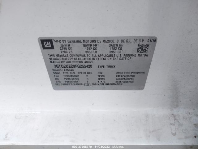 Photo 8 VIN: 3GTU2UEC9FG255420 - GMC SIERRA 1500 