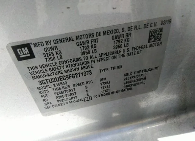 Photo 8 VIN: 3GTU2UEC9FG271973 - GMC SIERRA 1500 