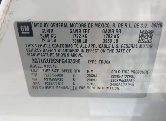 Photo 8 VIN: 3GTU2UEC9FG403596 - GMC SIERRA 1500 