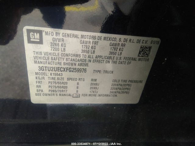 Photo 8 VIN: 3GTU2UECXFG259976 - GMC SIERRA 1500 