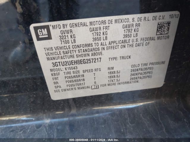 Photo 8 VIN: 3GTU2UEH8EG257217 - GMC SIERRA 1500 