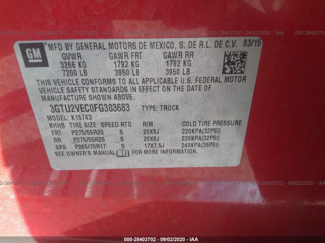 Photo 8 VIN: 3GTU2VEC0FG303683 - GMC SIERRA 1500 