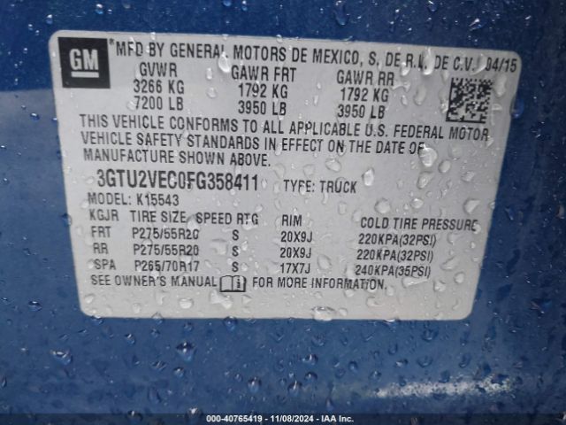 Photo 8 VIN: 3GTU2VEC0FG358411 - GMC SIERRA 