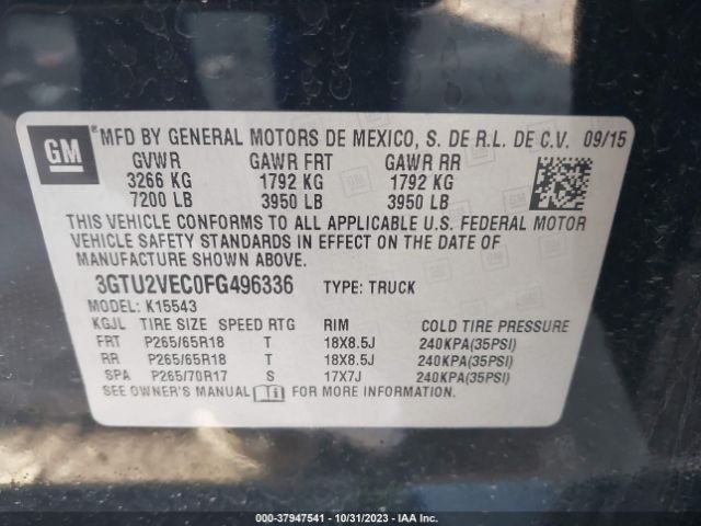 Photo 8 VIN: 3GTU2VEC0FG496336 - GMC SIERRA 1500 