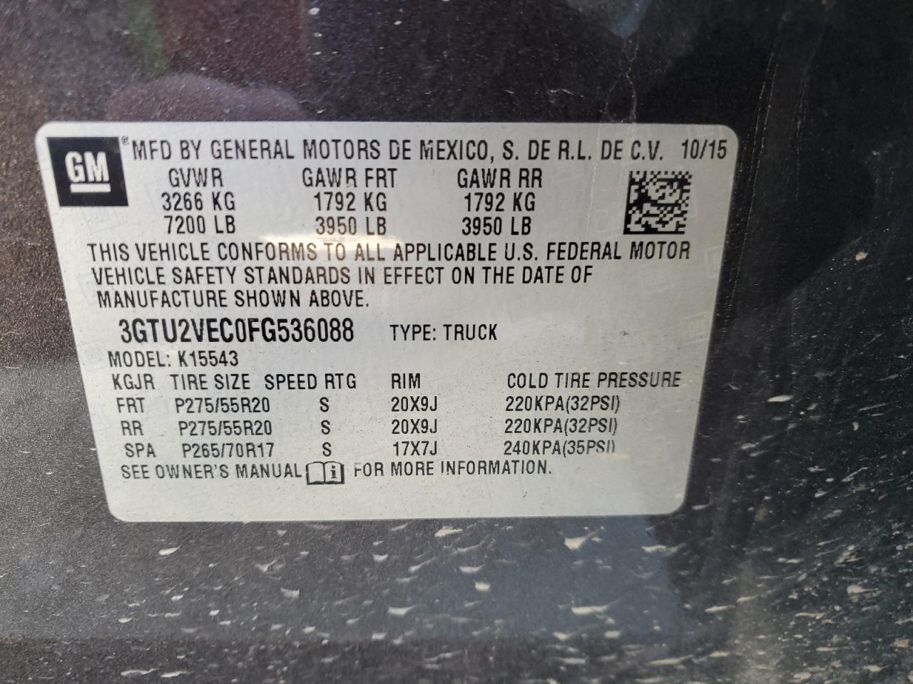 Photo 11 VIN: 3GTU2VEC0FG536088 - GMC SIERRA 