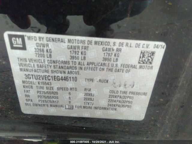 Photo 8 VIN: 3GTU2VEC1EG446110 - GMC SIERRA 1500 