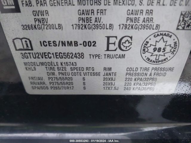 Photo 8 VIN: 3GTU2VEC1EG562438 - GMC SIERRA 1500 