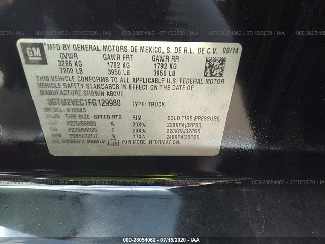 Photo 8 VIN: 3GTU2VEC1FG129980 - GMC SIERRA 1500 