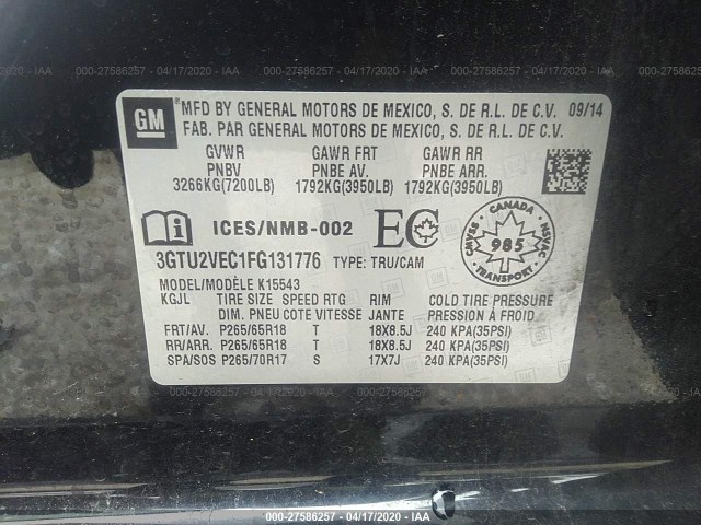 Photo 8 VIN: 3GTU2VEC1FG131776 - GMC SIERRA 1500 