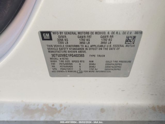 Photo 8 VIN: 3GTU2VEC1FG402383 - GMC SIERRA 