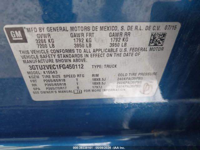 Photo 8 VIN: 3GTU2VEC1FG450112 - GMC SIERRA 1500 