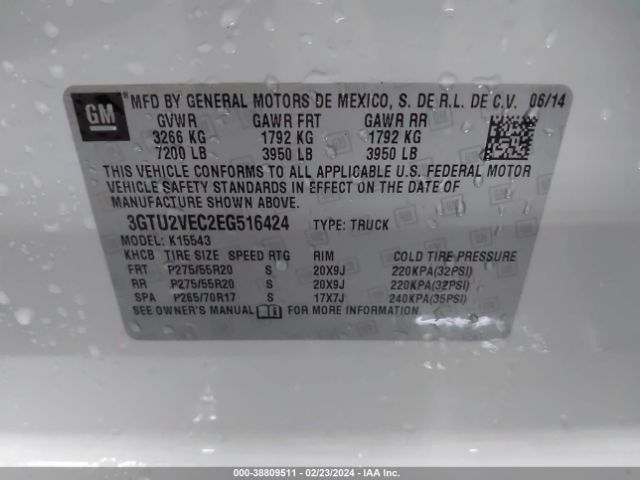 Photo 8 VIN: 3GTU2VEC2EG516424 - GMC SIERRA 1500 