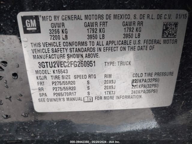 Photo 8 VIN: 3GTU2VEC2FG260951 - GMC SIERRA 1500 