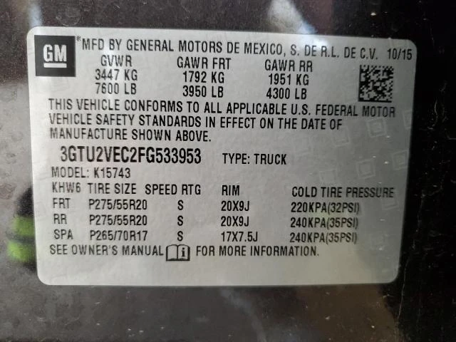 Photo 12 VIN: 3GTU2VEC2FG533953 - GMC SIERRA K15 