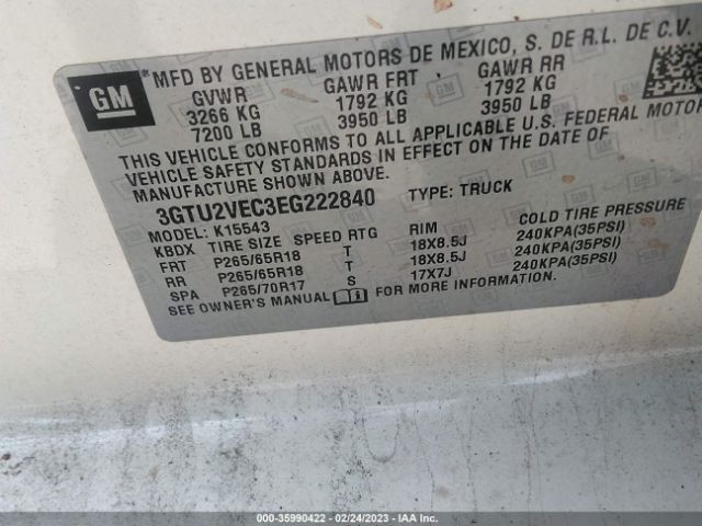 Photo 8 VIN: 3GTU2VEC3EG222840 - GMC SIERRA 1500 