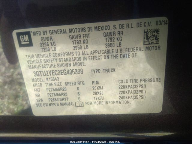 Photo 8 VIN: 3GTU2VEC3EG406398 - GMC SIERRA 1500 