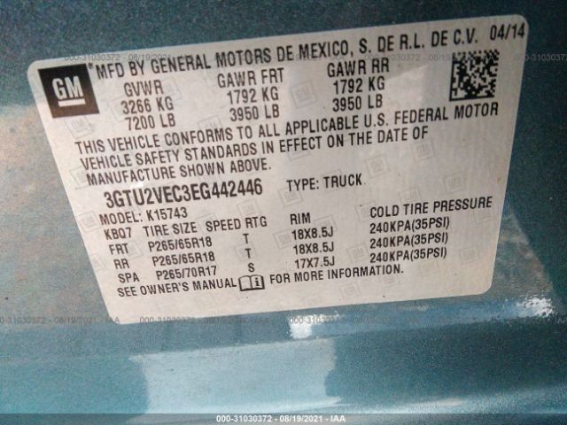 Photo 8 VIN: 3GTU2VEC3EG442446 - GMC SIERRA 1500 