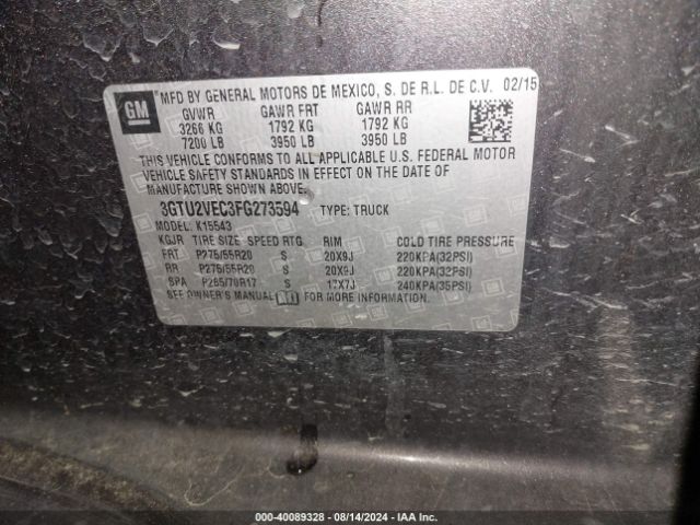 Photo 8 VIN: 3GTU2VEC3FG273594 - GMC SIERRA 