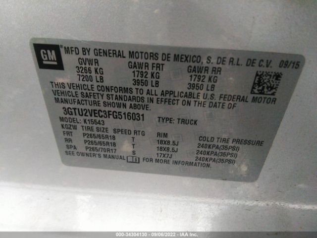 Photo 8 VIN: 3GTU2VEC3FG516031 - GMC SIERRA 1500 