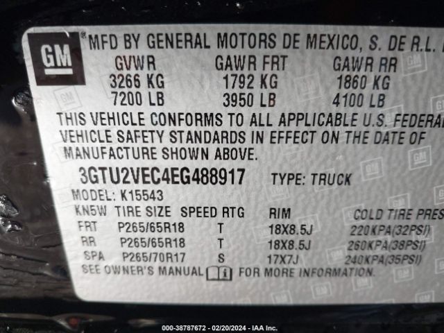 Photo 8 VIN: 3GTU2VEC4EG488917 - GMC SIERRA 1500 