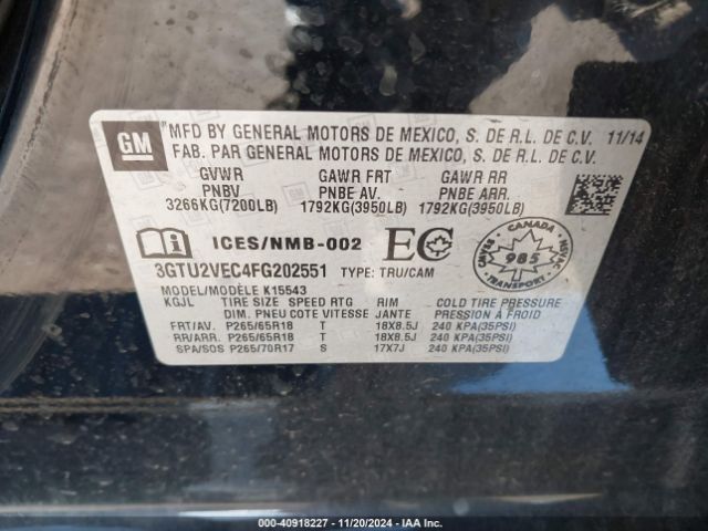 Photo 8 VIN: 3GTU2VEC4FG202551 - GMC SIERRA 