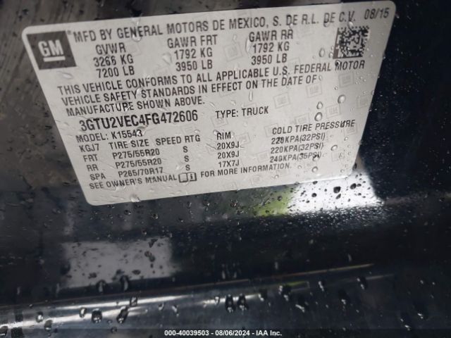 Photo 8 VIN: 3GTU2VEC4FG472606 - GMC SIERRA 