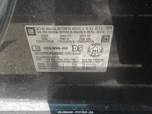 Photo 8 VIN: 3GTU2VEC4FG486957 - GMC SIERRA 1500 