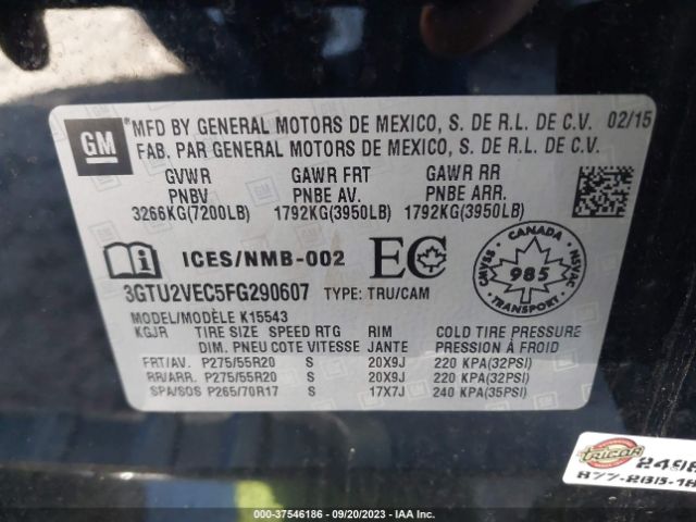 Photo 8 VIN: 3GTU2VEC5FG290607 - GMC SIERRA 1500 