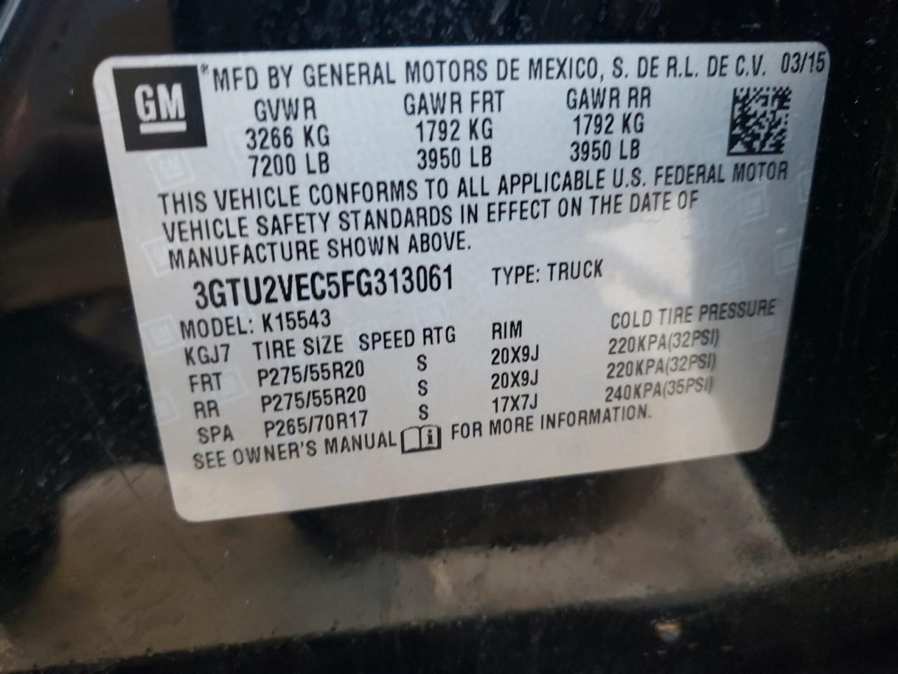 Photo 11 VIN: 3GTU2VEC5FG313061 - GMC SIERRA 